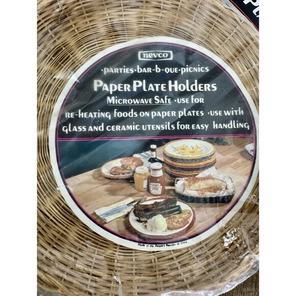 Nevco Vintage Set Of 8 Wicker Paper Plate Holders Parties Cookouts Camping NEW - Picture 2 of 4